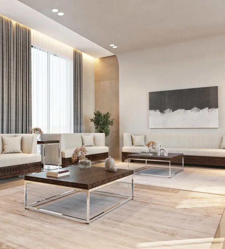 Classic Wooden Majlis Sofa Set – Contemporary Arabic Seating with Premium Fabric - Image 5