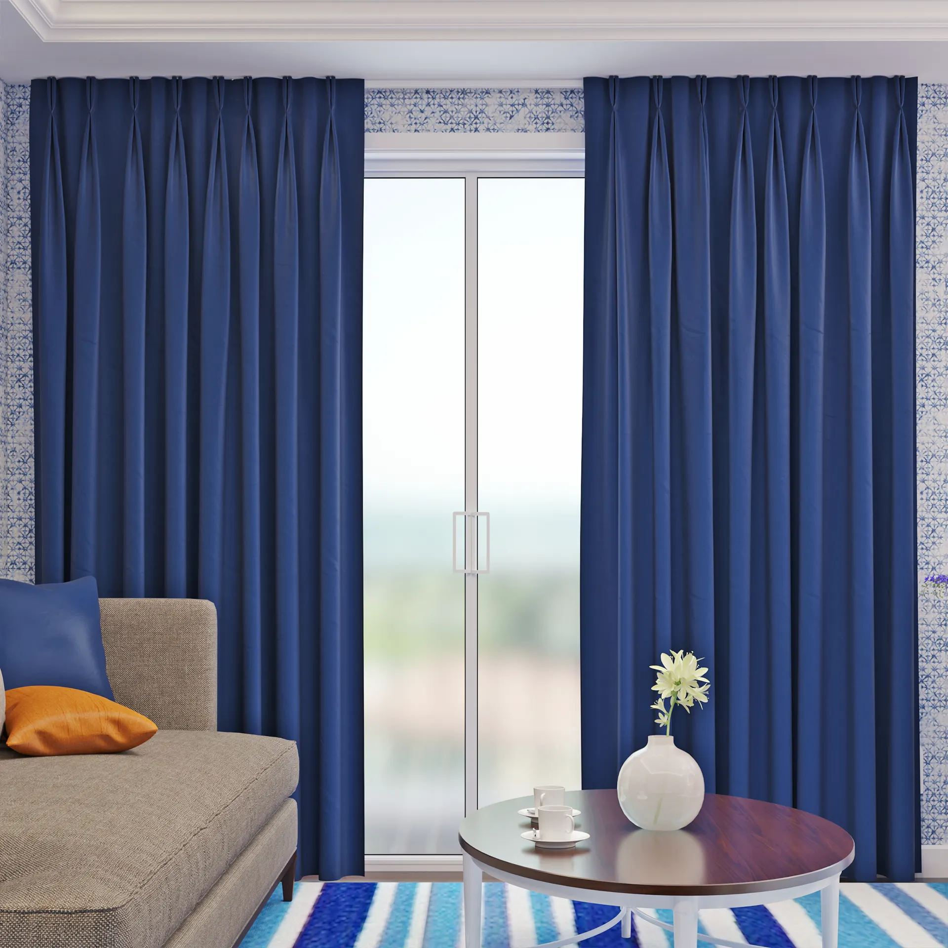 Luxury Blackout Pinch Pleat Curtain – Royal Blue | Divine Livings - Image 4