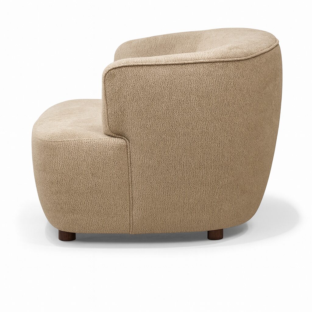 Modern Beige Accent Chair – Cozy Bouclé Single Seater for Living Room | Divine Livings - Image 3