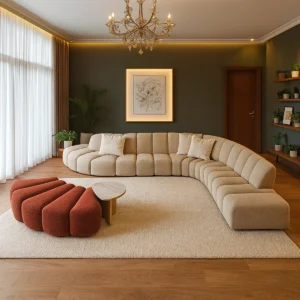 Modern Curved Modular Sofa – Luxury U-Shape Bouclé Sectional Seating