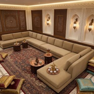 Luxury Arabic Majlis Sofa Set – U-Shaped Floor Seating