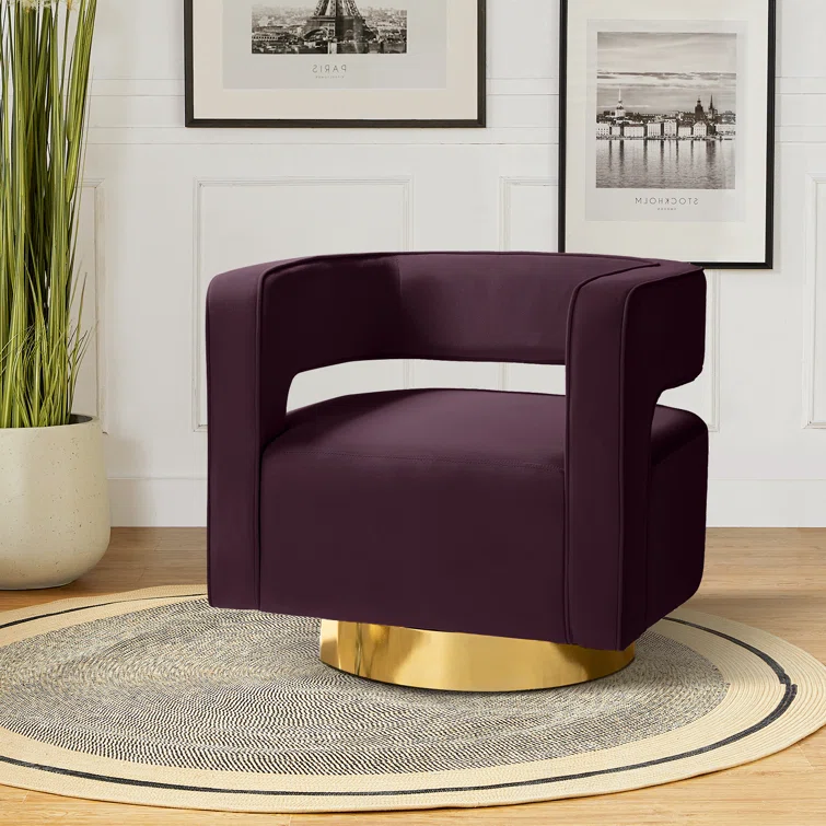 VelvetSwivelBarrelChair