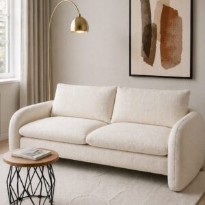 Belin Custom 2-Seater Sofa – Modern Curved Bouclé Sofa | Divine Livings