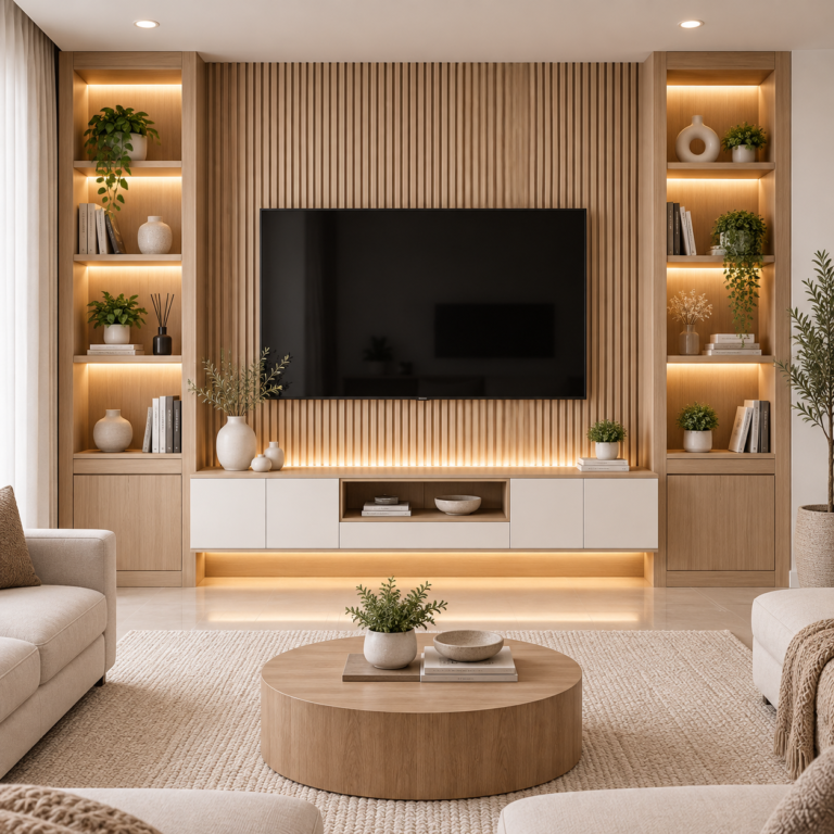 Fluted TV Wall Unit
