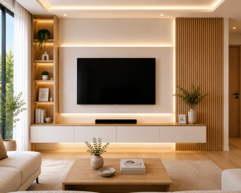 Lavinia Fluted TV Wall Unit