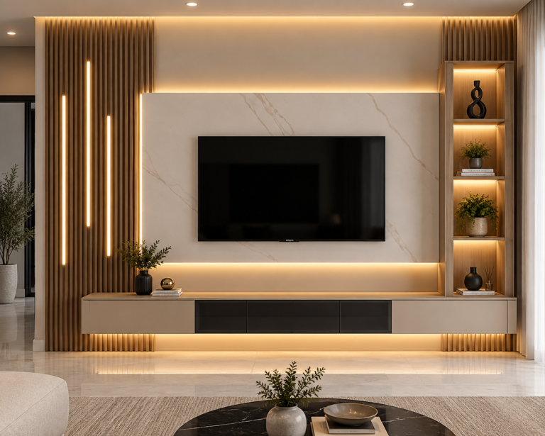 Marble Panel TV Unit